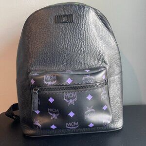 MCM Medium Color Splash Logo Backpack - Dahlia Purple - Preowned